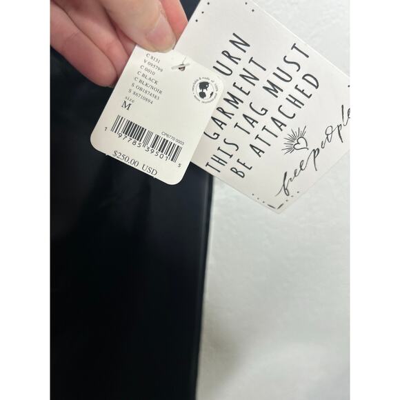 Free People Dance Till Dawn Black Satin High Slit Plunge Halter Maxi Dress M NWT - Picture 10 of 12